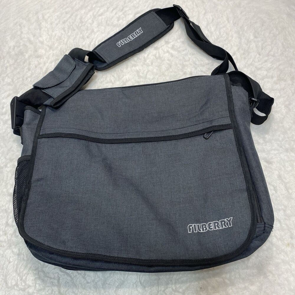 THE ORIGINAL FILBERRY EXTRA LARGE MESSENGER DIAPER BAG Grey 11 Pockets
